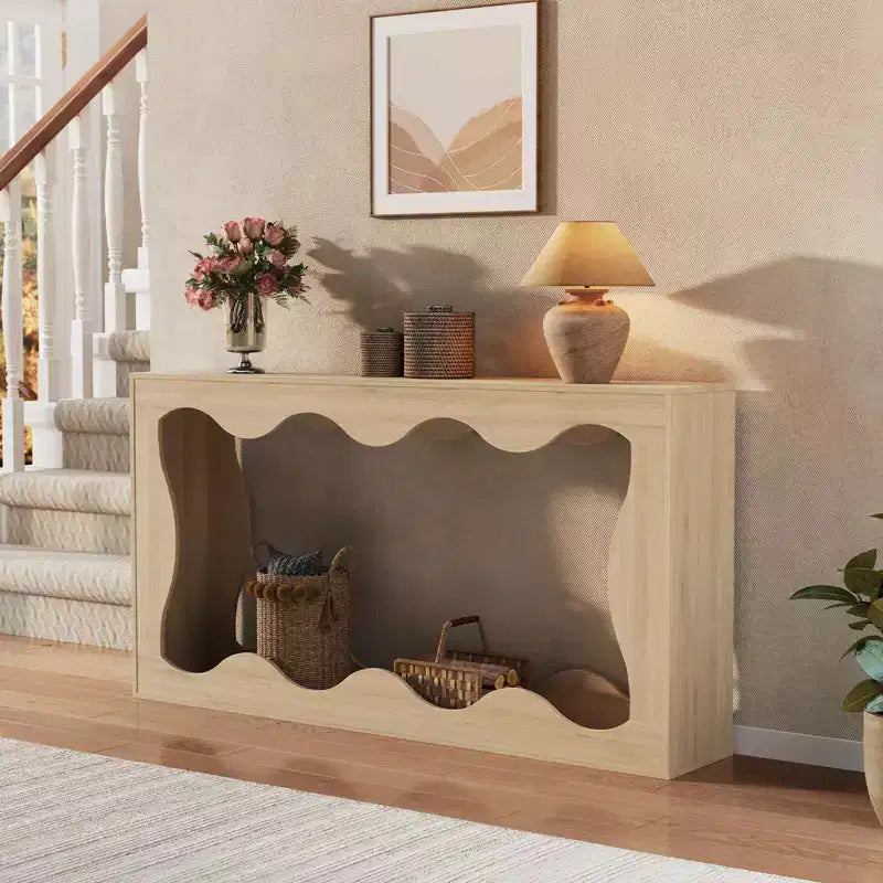 Tavolo Consolle Rustico con Cassetti, Tavolo da Divano Stretto per Ingresso, Soggiorno, Tavolino d'Appoggio Industriale in Legno, Robusto Tavolo da Ingresso