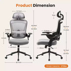 Sedia da ufficio ergonomica con schienale alto Okak con supporto lombare regolabile, sedia da gaming con poggiatesta in rete, sedia per computer per casa, ufficio