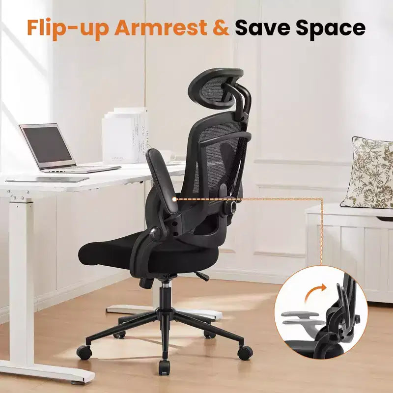 Sedia da ufficio ergonomica con schienale alto Okak con supporto lombare regolabile, sedia da gaming con poggiatesta in rete, sedia per computer per casa, ufficio