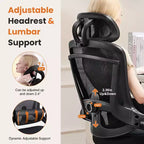 Sedia da ufficio ergonomica con schienale alto Okak con supporto lombare regolabile, sedia da gaming con poggiatesta in rete, sedia per computer per casa, ufficio