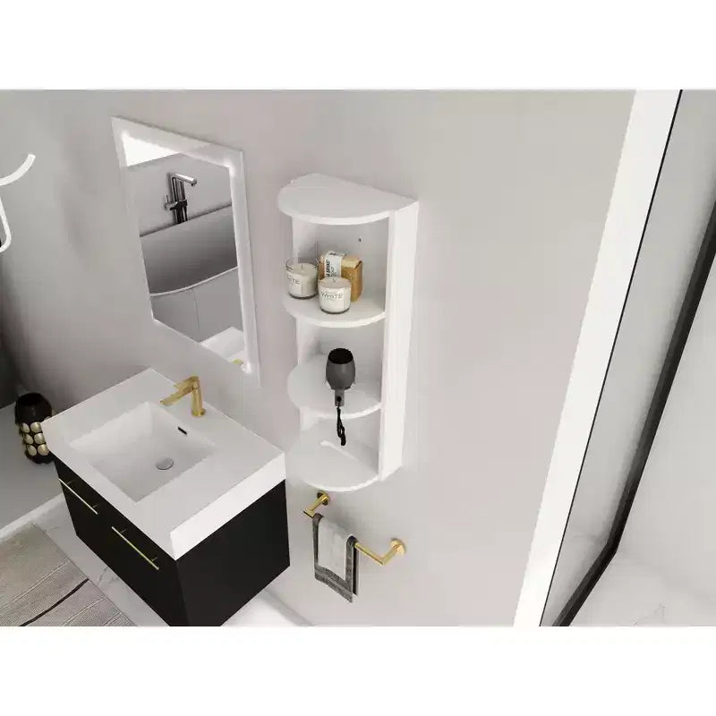 3-Tier Bathroom Corner Shelves, 12 Wall-Mounted Storage Rack with Hair Dryer Shelves,Side Cabinet Organizer,Wood Corner Shelf for Small Spaces Decor