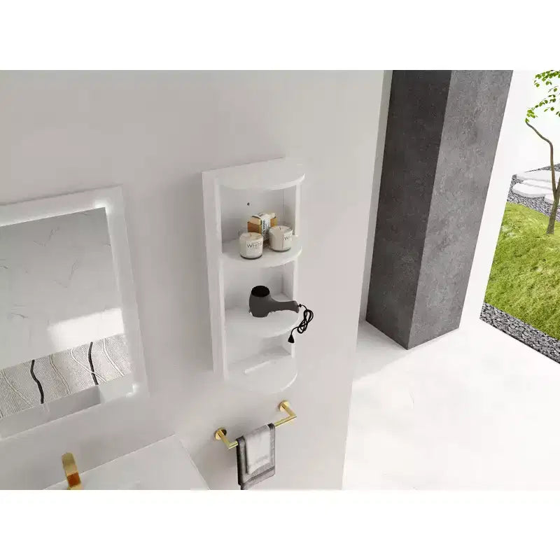 3-Tier Bathroom Corner Shelves, 12 Wall-Mounted Storage Rack with Hair Dryer Shelves,Side Cabinet Organizer,Wood Corner Shelf for Small Spaces Decor