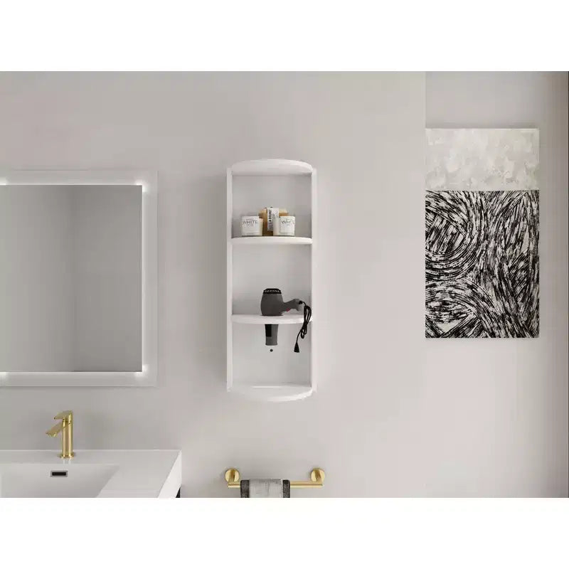 3-Tier Bathroom Corner Shelves, 12 Wall-Mounted Storage Rack with Hair Dryer Shelves,Side Cabinet Organizer,Wood Corner Shelf for Small Spaces Decor