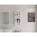 3-Tier Bathroom Corner Shelves, 12 Wall-Mounted Storage Rack with Hair Dryer Shelves,Side Cabinet Organizer,Wood Corner Shelf for Small Spaces Decor