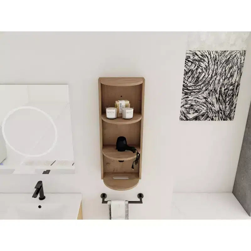 3-Tier Bathroom Corner Shelves, 12 Wall-Mounted Storage Rack with Hair Dryer Shelves,Side Cabinet Organizer,Wood Corner Shelf for Small Spaces Decor