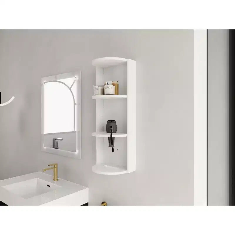 Mensole angolari da bagno a 3 livelli, 12 portaoggetti a parete con mensole per asciugacapelli, organizer per mobile laterale, mensola angolare in legno per l'arredamento di piccoli spazi