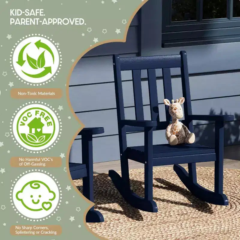 WestinTrends Malibu Outdoor HDPE Plastic Preschool Toddler Rocking Chairs (Set of 2)