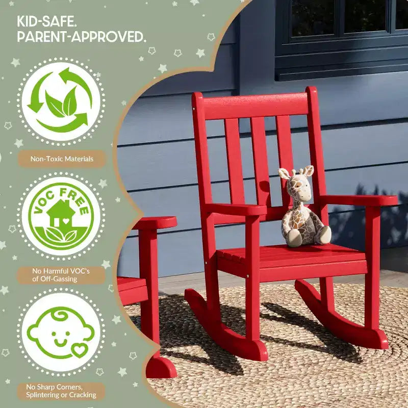 WestinTrends Malibu Outdoor HDPE Plastic Preschool Toddler Rocking Chairs (Set of 2)