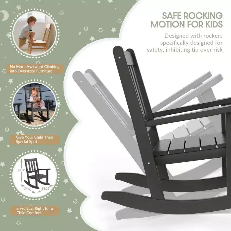 WestinTrends Malibu Outdoor HDPE Plastic Preschool Toddler Rocking Chairs (Set of 2)