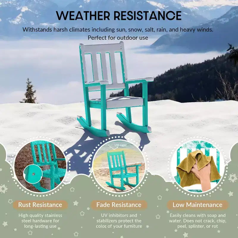 WestinTrends Malibu Outdoor HDPE Plastic Preschool Toddler Rocking Chairs (Set of 2)