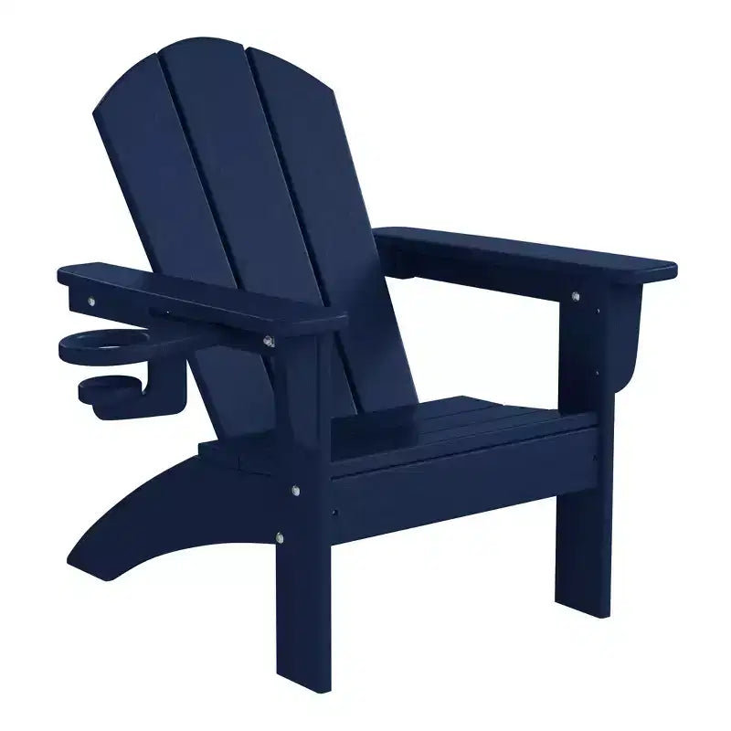 WestinTrends Malibu Kids Outdoor HDPE Plastic Adirondack Patio Chairs with Cup Holders (Set of 2)