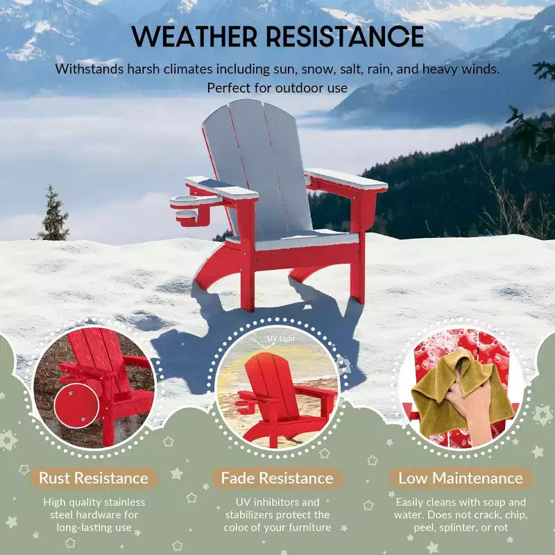 WestinTrends Malibu Kids Outdoor HDPE Plastic Adirondack Patio Chairs with Cup Holders (Set of 2)
