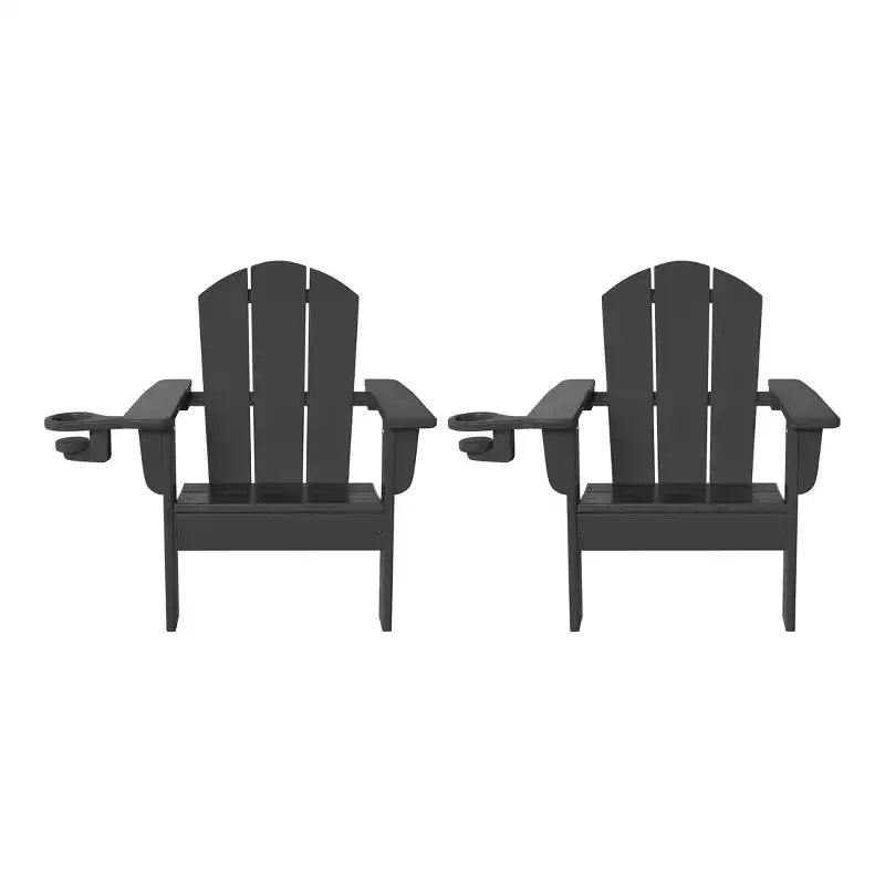 WestinTrends Malibu Kids Outdoor HDPE Plastic Adirondack Patio Chairs with Cup Holders (Set of 2)