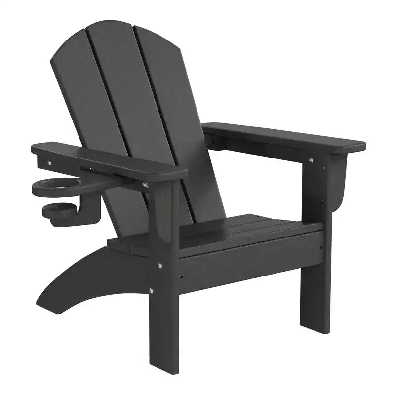 WestinTrends Malibu Kids Outdoor HDPE Plastic Adirondack Patio Chairs with Cup Holders (Set of 2)