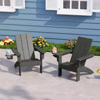 WestinTrends Ashore Sedie da patio moderne Adirondack per bambini in plastica HDPE da esterno con portabicchieri (set da 2)