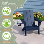 WestinTrends Ashore Sedie da patio moderne Adirondack per bambini in plastica HDPE da esterno con portabicchieri (set da 2)
