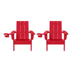 WestinTrends Ashore Sedie da patio moderne Adirondack per bambini in plastica HDPE da esterno con portabicchieri (set da 2)