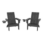 WestinTrends Ashore Kids Outdoor HDPE Plastic Modern Adirondack Patio Chairs with Cup Holders (Set of 2)
