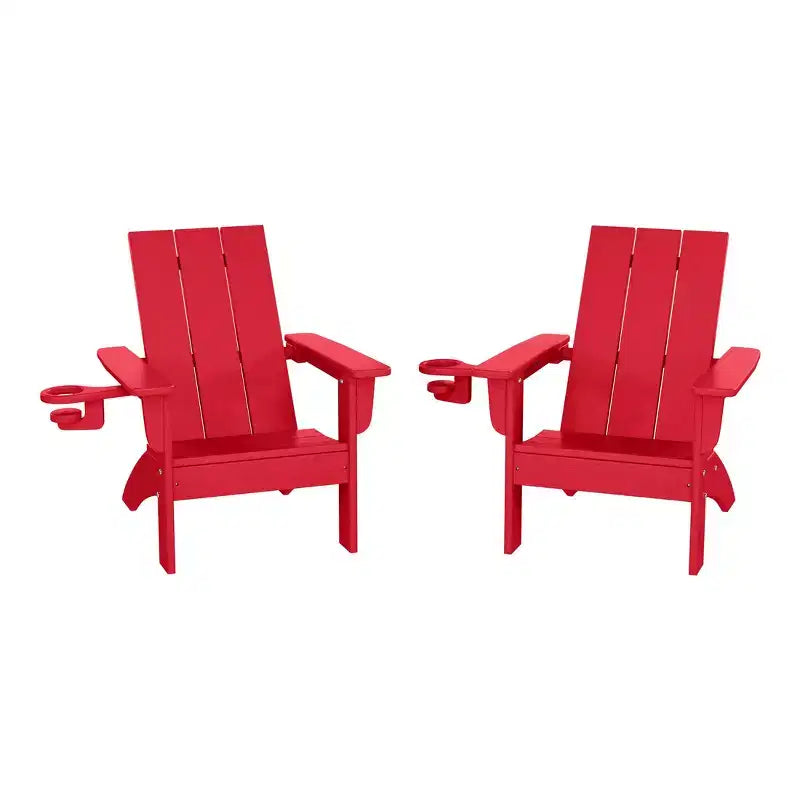 WestinTrends Ashore Sedie da patio moderne Adirondack per bambini in plastica HDPE da esterno con portabicchieri (set da 2)