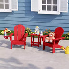 WestinTrends Malibu Set di 3 Sedie Adirondack per Bambini in HDPE con Tavolino Laterale Quadrato e Portabicchieri