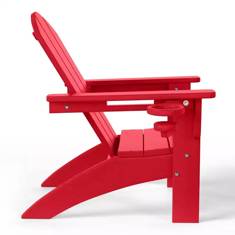 WestinTrends Malibu Set di 3 Sedie Adirondack per Bambini in HDPE con Tavolino Laterale Quadrato e Portabicchieri