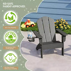 WestinTrends Malibu Set di 3 Sedie Adirondack per Bambini in HDPE con Tavolino Laterale Quadrato e Portabicchieri