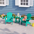 WestinTrends Malibu Set di 3 Sedie Adirondack per Bambini in HDPE con Tavolino Laterale Quadrato e Portabicchieri