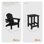 WestinTrends Malibu Set di 3 Sedie Adirondack per Bambini in HDPE con Tavolino Laterale Quadrato e Portabicchieri