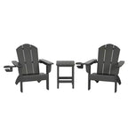 WestinTrends Malibu 3-Piece Kids HDPE Adirondack Chairs Set with Square Side Table and Cup Holders