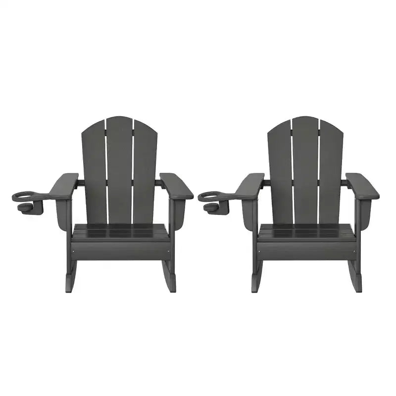 WestinTrends Malibu Outdoor HDPE Plastic Preschool Toddler Classic Adirondack Rocking Chairs (Set of 2)
