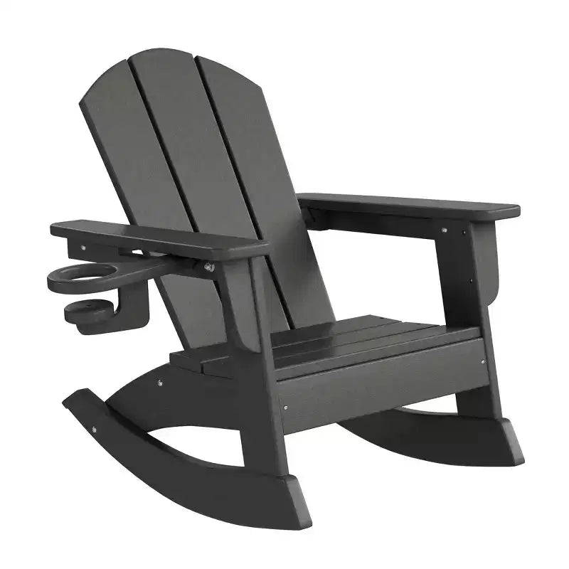 WestinTrends Malibu Outdoor HDPE Plastic Preschool Toddler Classic Adirondack Rocking Chairs (Set of 2)