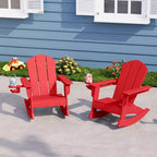 WestinTrends Malibu Outdoor HDPE Plastic Preschool Toddler Classic Adirondack Rocking Chairs (Set of 2)