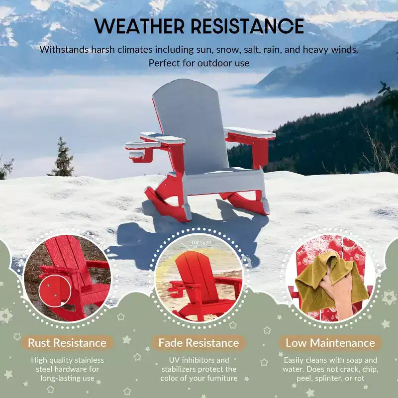 WestinTrends Malibu Outdoor HDPE Plastic Preschool Toddler Classic Adirondack Rocking Chairs (Set of 2)