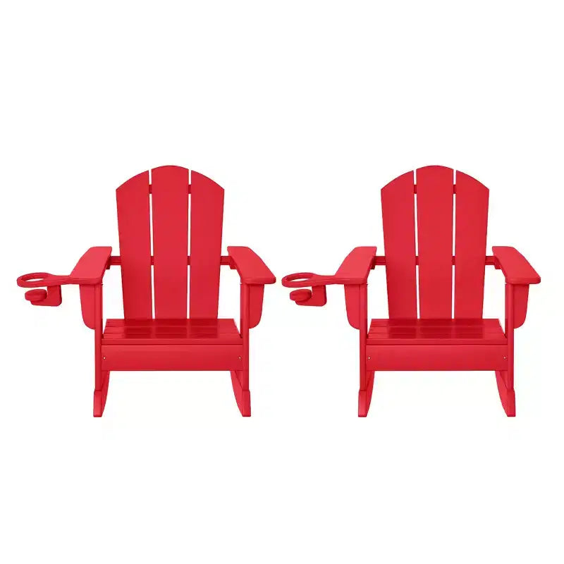 WestinTrends Malibu Outdoor HDPE Plastic Preschool Toddler Classic Adirondack Rocking Chairs (Set of 2)