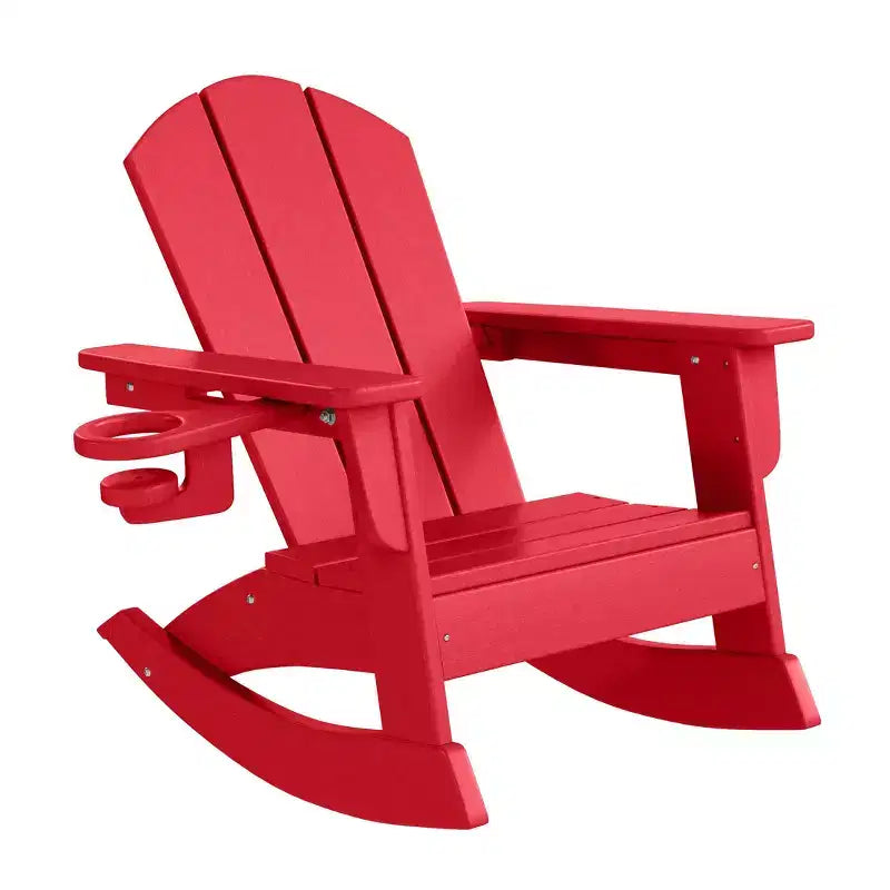 WestinTrends Malibu Outdoor HDPE Plastic Preschool Toddler Classic Adirondack Rocking Chairs (Set of 2)