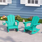 WestinTrends Malibu Outdoor HDPE Plastic Preschool Toddler Classic Adirondack Rocking Chairs (Set of 2)