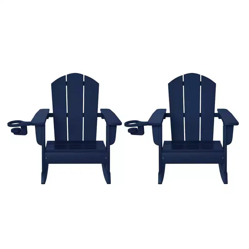 WestinTrends Malibu Outdoor HDPE Plastic Preschool Toddler Classic Adirondack Rocking Chairs (Set of 2)