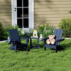 Set di sedie Adirondack moderne WestinTrends Ashore a 3 pezzi per bambini in HDPE con tavolino quadrato e portabicchieri