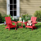 Set di sedie Adirondack moderne WestinTrends Ashore a 3 pezzi per bambini in HDPE con tavolino quadrato e portabicchieri