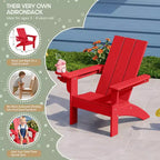 Set di sedie Adirondack moderne WestinTrends Ashore a 3 pezzi per bambini in HDPE con tavolino quadrato e portabicchieri