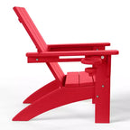Set di sedie Adirondack moderne WestinTrends Ashore a 3 pezzi per bambini in HDPE con tavolino quadrato e portabicchieri