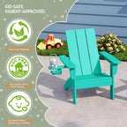 Set di sedie Adirondack moderne WestinTrends Ashore a 3 pezzi per bambini in HDPE con tavolino quadrato e portabicchieri