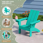 Set di sedie Adirondack moderne WestinTrends Ashore a 3 pezzi per bambini in HDPE con tavolino quadrato e portabicchieri