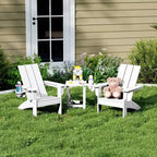 Set di sedie Adirondack moderne WestinTrends Ashore a 3 pezzi per bambini in HDPE con tavolino quadrato e portabicchieri