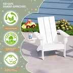 Set di sedie Adirondack moderne WestinTrends Ashore a 3 pezzi per bambini in HDPE con tavolino quadrato e portabicchieri