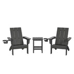 WestinTrends Ashore 3-Piece Kids HDPE Modern Adirondack Chairs Set with Square Side Table and Cup Holders