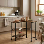 FurnitureR Rotating Kitchen Cart with Lockable Wheels, 3-Tier Storage Shelves, 360 Adjustable End Table for Living Room Office Small Space
