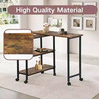 FurnitureR Rotating Kitchen Cart with Lockable Wheels, 3-Tier Storage Shelves, 360 Adjustable End Table for Living Room Office Small Space