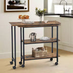 FurnitureR Rotating Kitchen Cart with Lockable Wheels, 3-Tier Storage Shelves, 360 Adjustable End Table for Living Room Office Small Space
