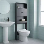 Mobiletto da bagno salvaspazio da appoggio sopra il WC FurnitureR, mensola organizer a 3 livelli con doppie ante e vani a giorno, altezza 194 cm